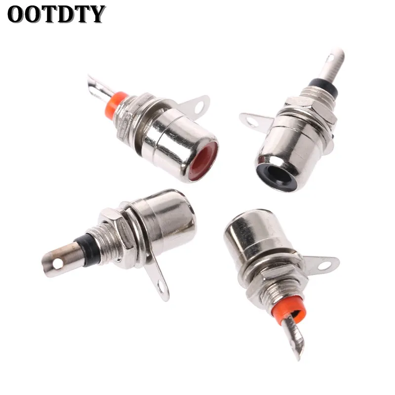 Ootdty10pcs金メッキrcaフォノシャーシパネルマウントメスソケットアダプター赤黒