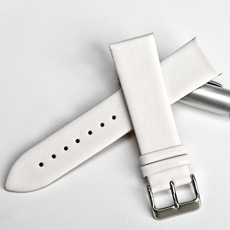 MAIKES New design watchband watch accessories white watch strap 12-24mm thin cow leather watch band women watch bracelet for DW