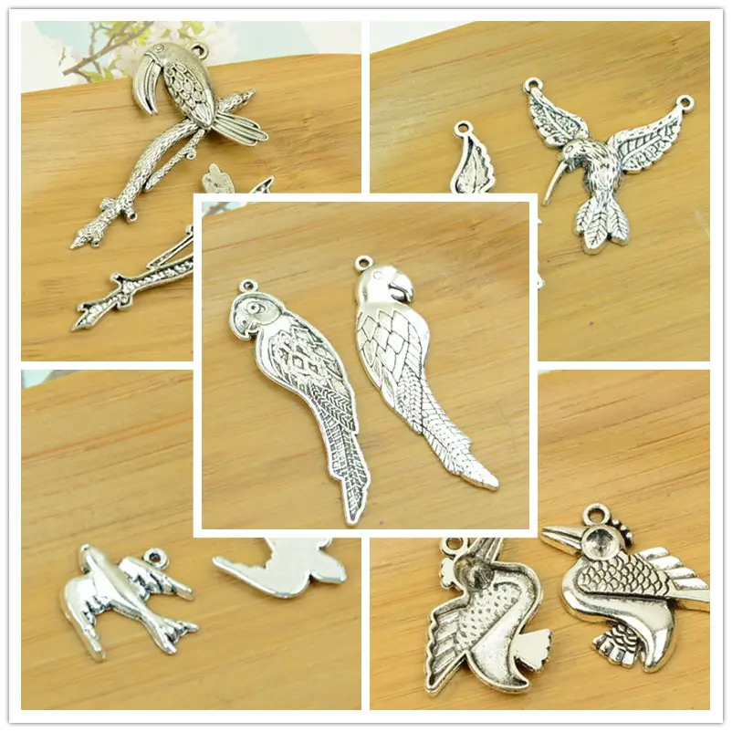 bird/swallow/parrot diy alloy charms animal shape  jewelry making findings accessories antique silver pendant free shipping new