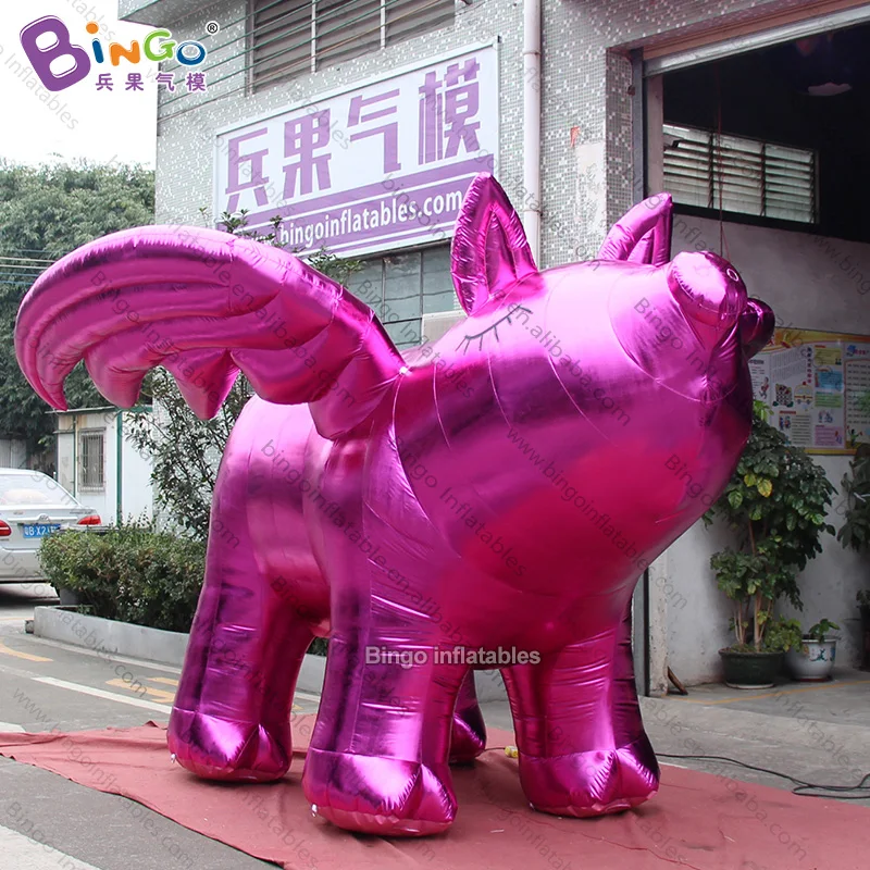 Inflatable Flying Pig Balloon 3.7x3.7x2.5 Meters Rose Gold Giant Inflatable Flying Pig with Wings -Inflatable Toys