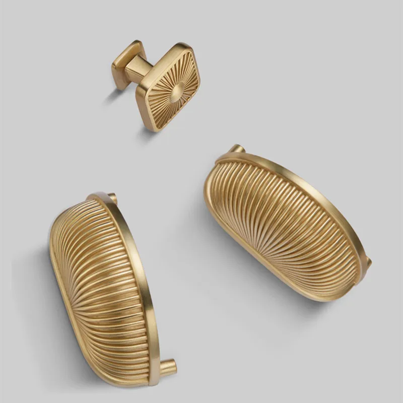 

Shell Shape Kitchen Handle Gold Cabinet Pulls Drawer Knobs For Furniture Zinc Alloy