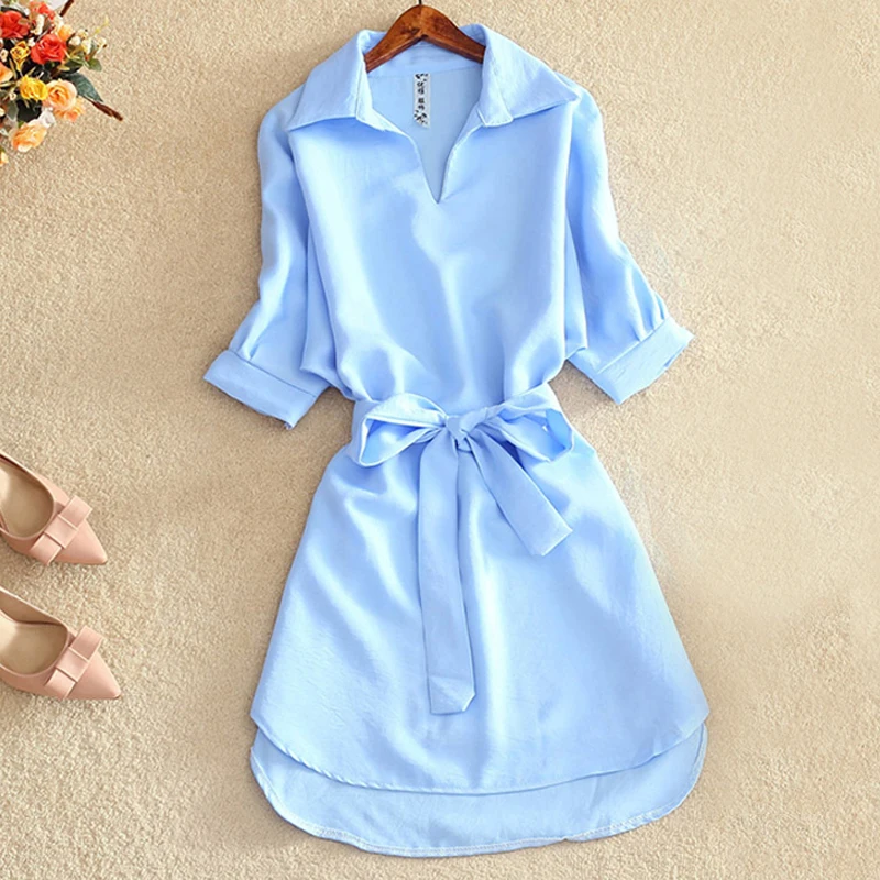 Summer Shirt Red Dress Women Short Sleeve Blouse 2020 Fashion Solid Chiffon Tops Tunic Ladies Blusas Chemisier Vestidos Femme