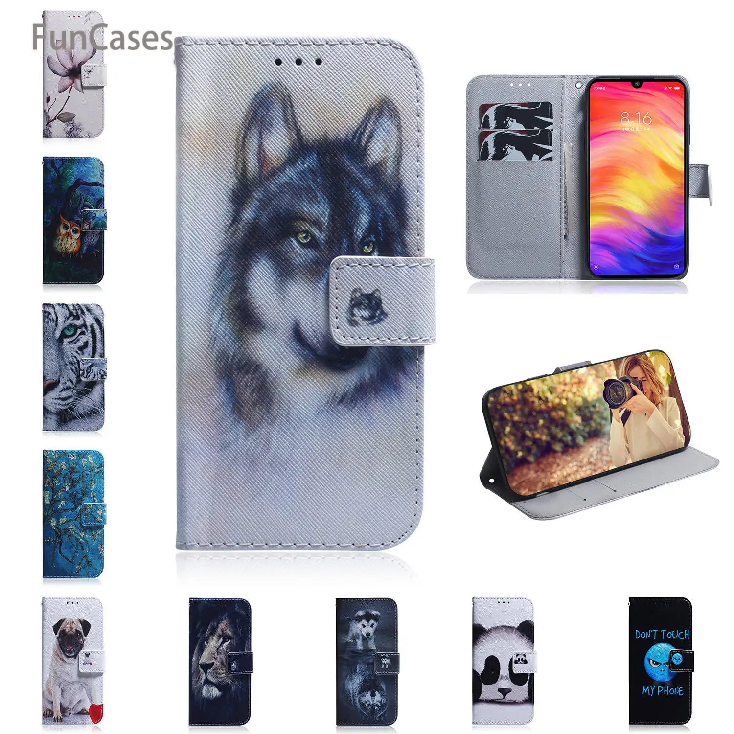 Painting PU Leather Flip Phone Bag For cellular Huawei P20 Lite 2019 Telephone sFor Carcaso Huawei cover Nova 5i Marble Cases