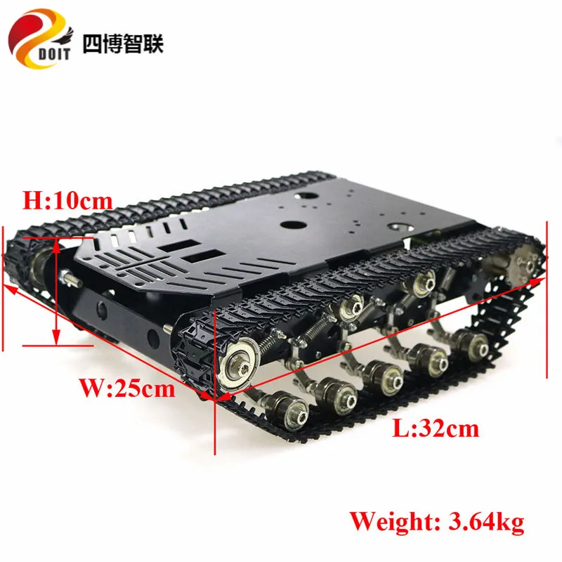 SZDOIT TS900 Large Load Metal Tank Chassis Metal Track Shock-absorbing Crawler Chassis Smart Robot + High Power Motor Assembled