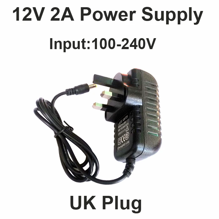 

Hot 12V2A good quality Power supply adapter UK plug for CCTV camera IP camera and DVR,AC100-240V to DC12V2A Converter Adapter