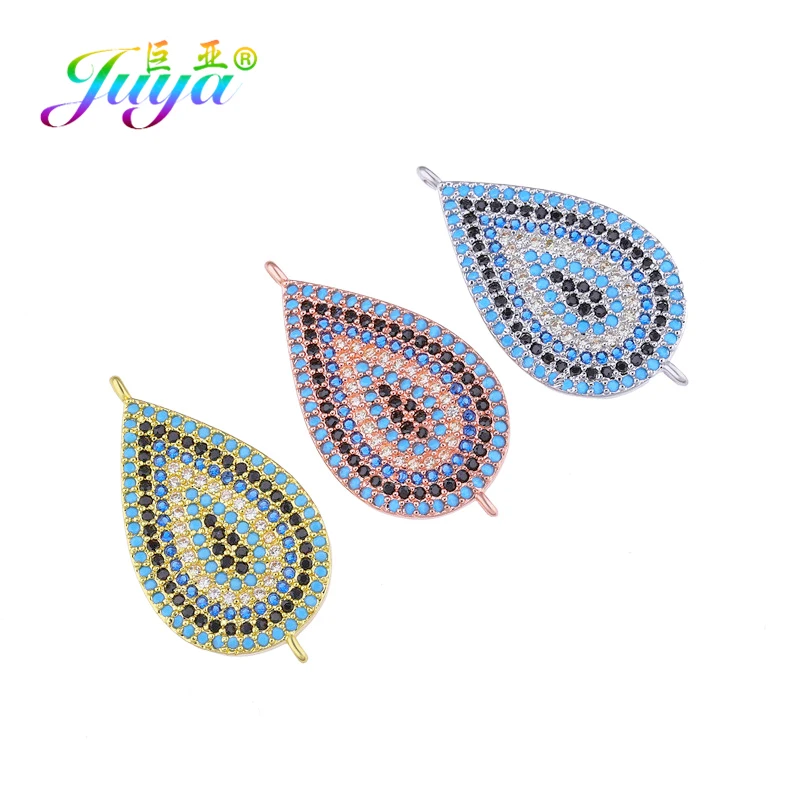 

Juya DIY Jewelry Findings Handmade Luxury Crystals Charms Greek Eye Connectors Accessories For Women Men Evil Eye Jewelry Making