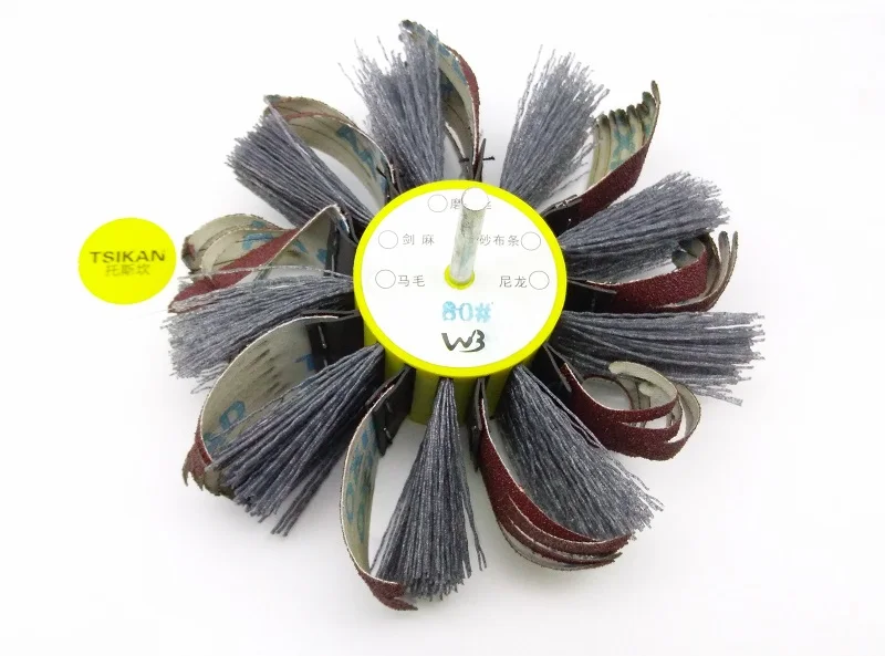New  Nylon Abrasive Grinding Wheel Nylon + Sandpaper Bristle Brush for Wood Primer sanding