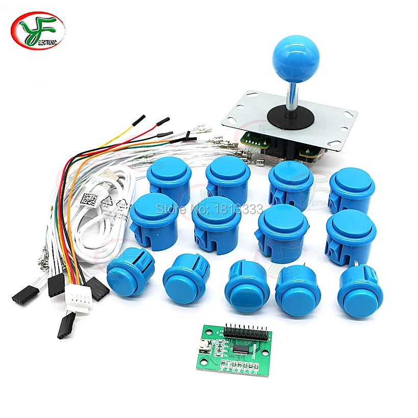 

DIY Arcade Kit Zero Delay Joystick To PC PS3 Raspberry Pi USB Encoder 5Pin Joystick 30MM 24MM Push Button With Cable