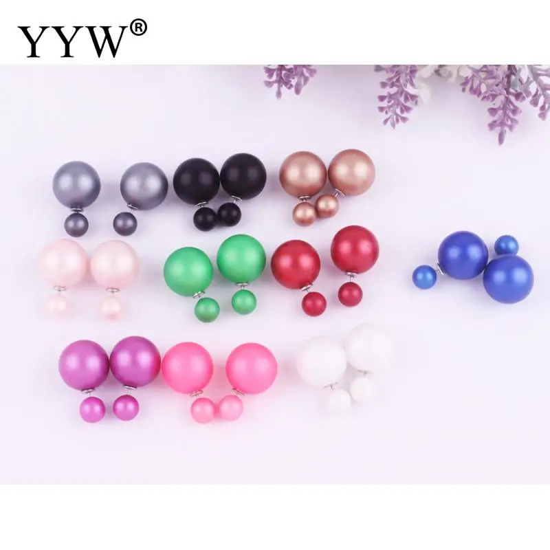 5pairs/Lot Double Sides Big Ball Stud Earrings New Maxi 8 Color Simulated Pearl Earrings For Women Hot Selling Party Accessories