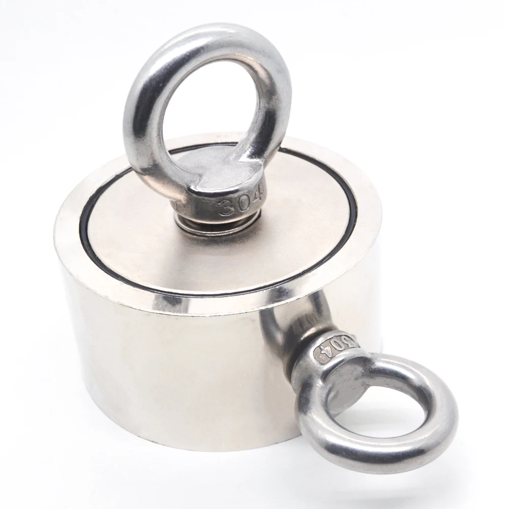 Strong Powerful Neodymium Magnet Round Hook Salvage Magnet Sea Fishing Holder Pulling Mounting Pot with Ring 48mm 60mm 67mm 94mm