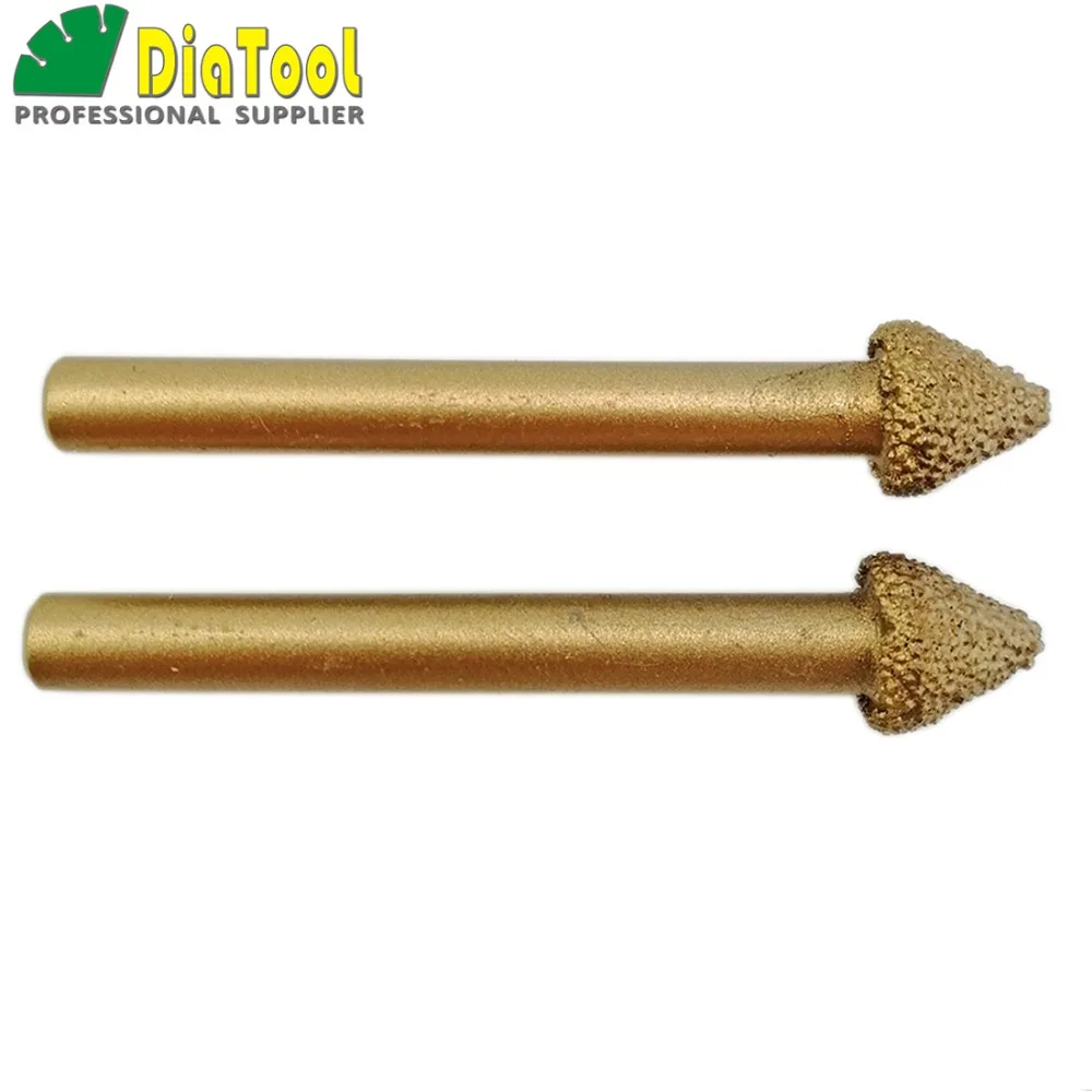 DIATOOL 2 قطعة CNC فراغ صنع من النحاس الماس الحفر بت ، 3D نحت أدوات ، 60 درجة ، عرقوب 6 مللي متر