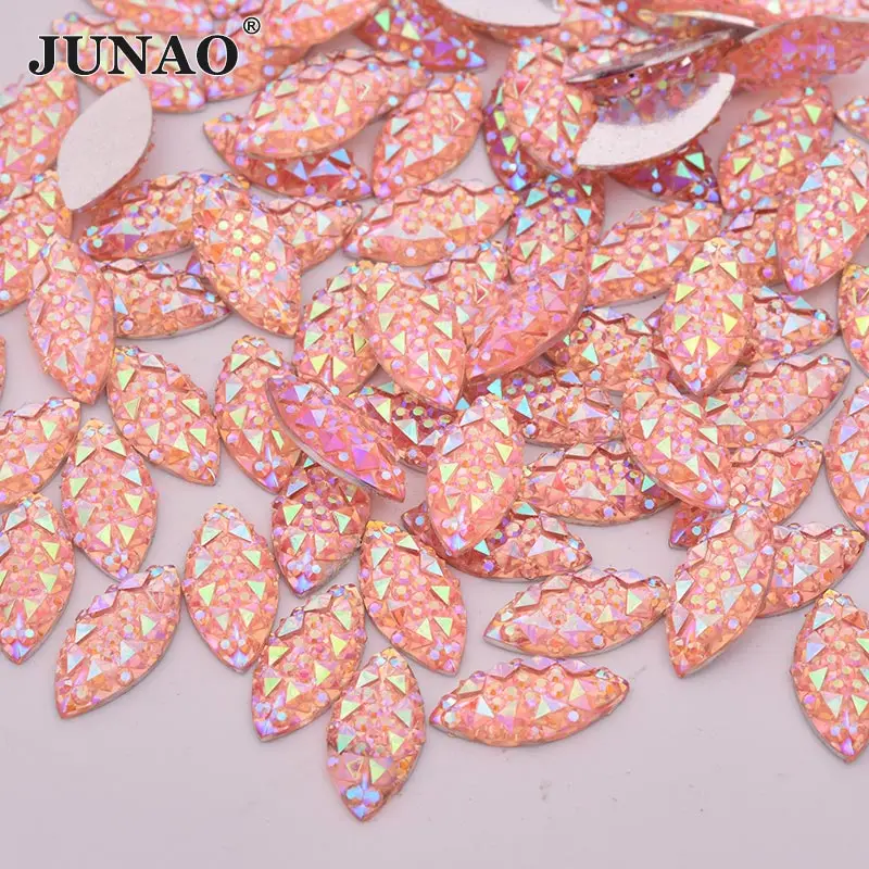 Junao-resina strass, olho de cavalo, cor preta, 7x15mm, pedras de cristal, não hotfix, artesanato diy, 100 peças