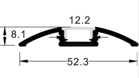 5m (10pcs) a lot, 0.5m per piece, Anodized diffuse cover led strip profile aluminum AP5208