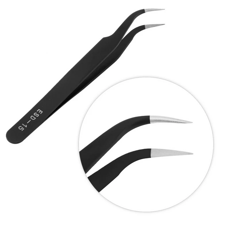 High quality 2 pcs Black Acrylic Stainless Steel tweezers Fine workmanship Repairing Maintenance Tools Paillette Nipper Picking