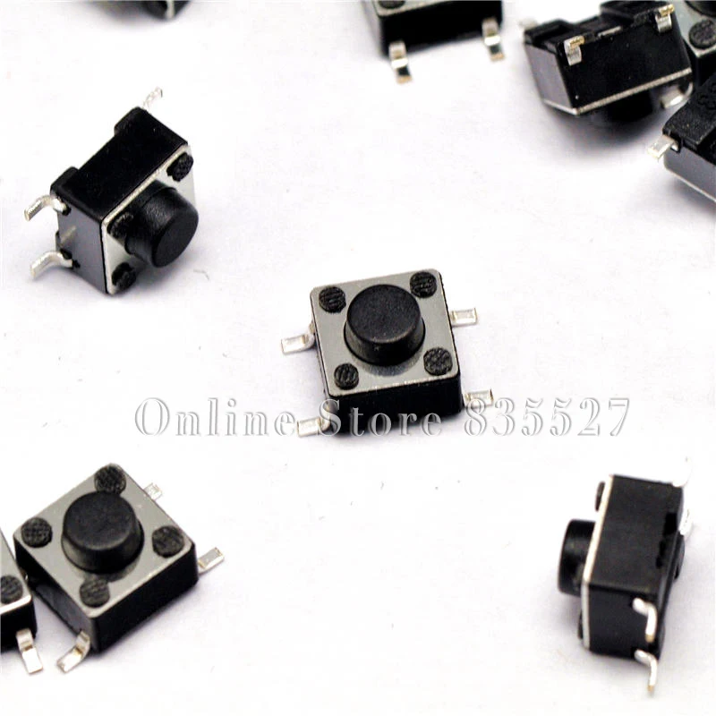 200PCS/LOT 6 * 6 * 5 MM SMD tact switch 4-pin four feet micro button switch 6*6*5MM touch switch 6x6x5