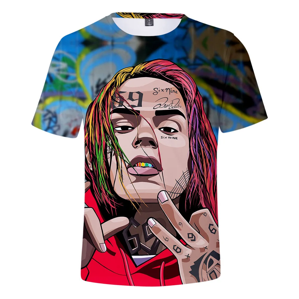 Anime Cartoon 6ix9ine 3D T Shirt Unisex Rap Singer Tekashi69 Cool T-shirt Male Female Harajuku Hipster Hip Hop Tee Shirt Homme image 4