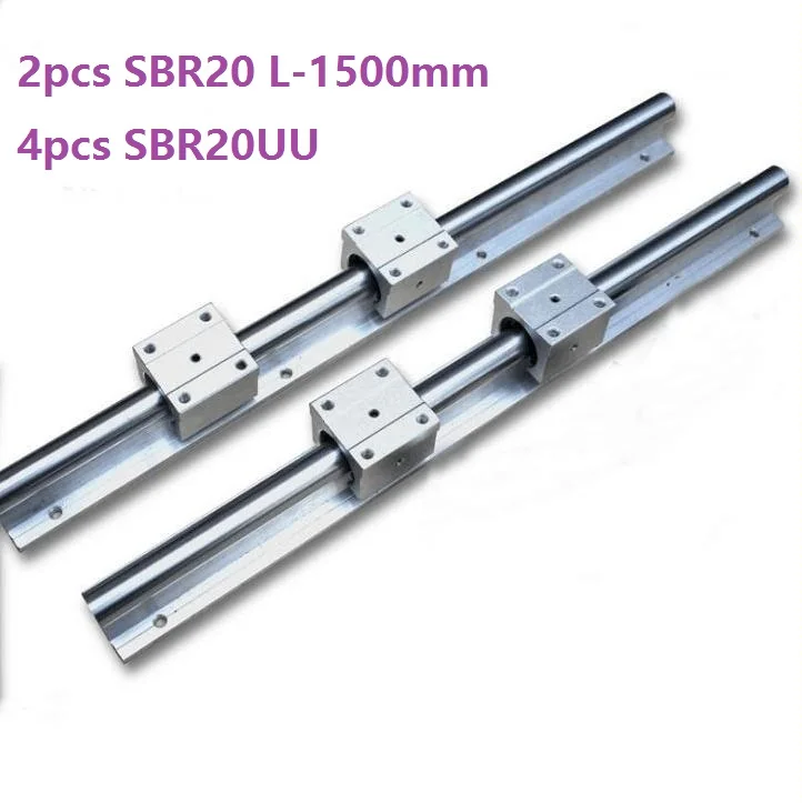 

2pcs SBR20 L-1500mm support rail linear guide + 4pcs SBR20UU linear bearing blocks for CNC router parts