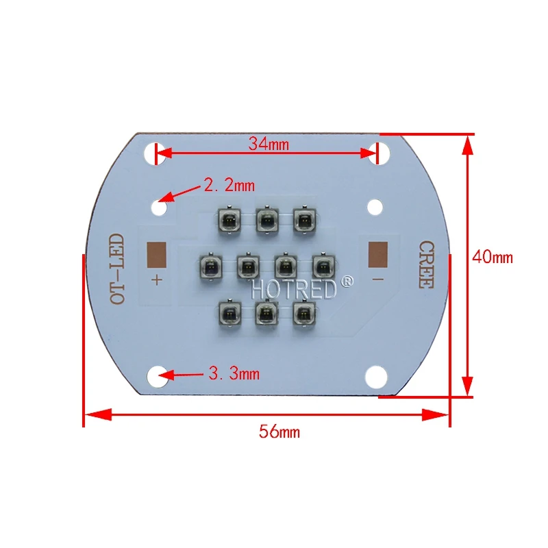 Imagem -02 - Lâmpada de Luz de Alta Potência ir Led Emitter 3535 Chip Infravermelho 10w 20w 30w 50w 850 nm 940 nm 850nm 940nm