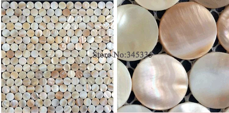 Natural penny round shell mosaic mother of pearl tiles decoration wall bathroom kitchen backsplash wallpaper tile