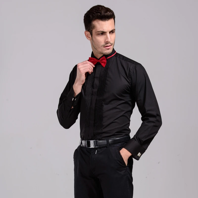 New Arrival francuski mankiet skrzydło wskazówka kołnierz męska formalne ubranie koszule Tuxedo koszule oblubieniec koszule ślubne dla mężczyzn