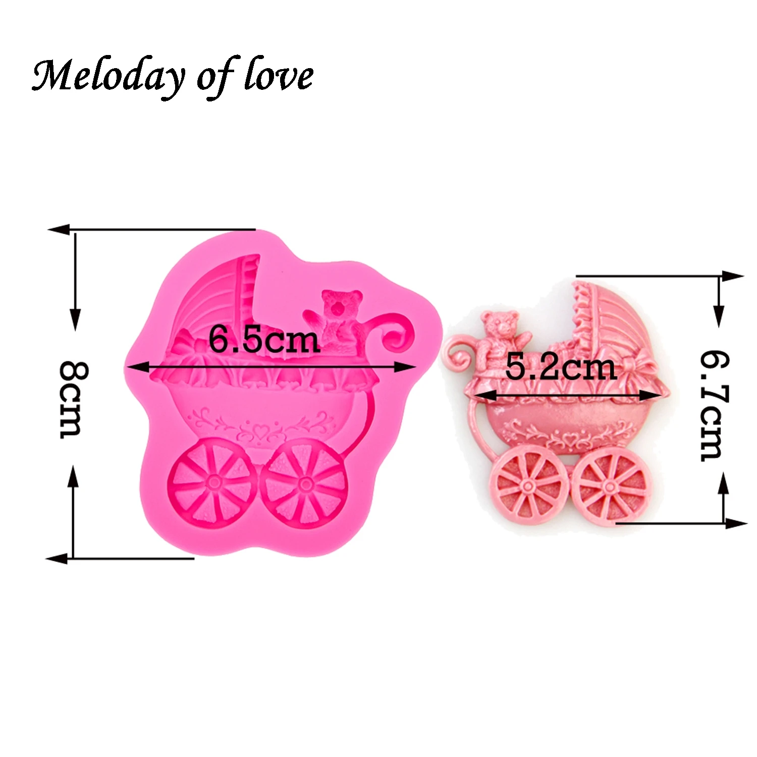 Bear Baby carriage car bows soap mould  DIY fondant baking cake decorating tools silicone mold T0088