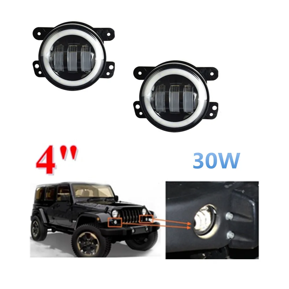 

4 Inch 60W LED Fog Lights Halo Ring Angel Eyes for J E E P Wrangler 97-16 JK TJ LJ ATV (Pack of 2)