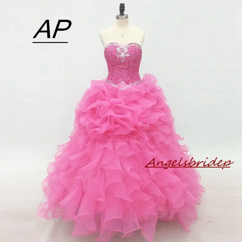 

ANGELSBRIDEP Charming Quinceanera Dresses 2021 For 15 Years Crystal Beaded Organza Ball Gown Vestidos De Anos Formal Party Gown