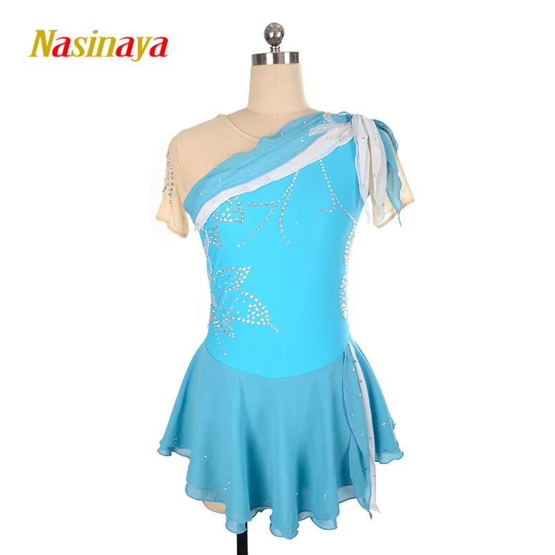 Nasinaya Figure Skating Dress Customization Competition Women's Children's Rhythmic Gymnastics Blue and White Flower Clothing