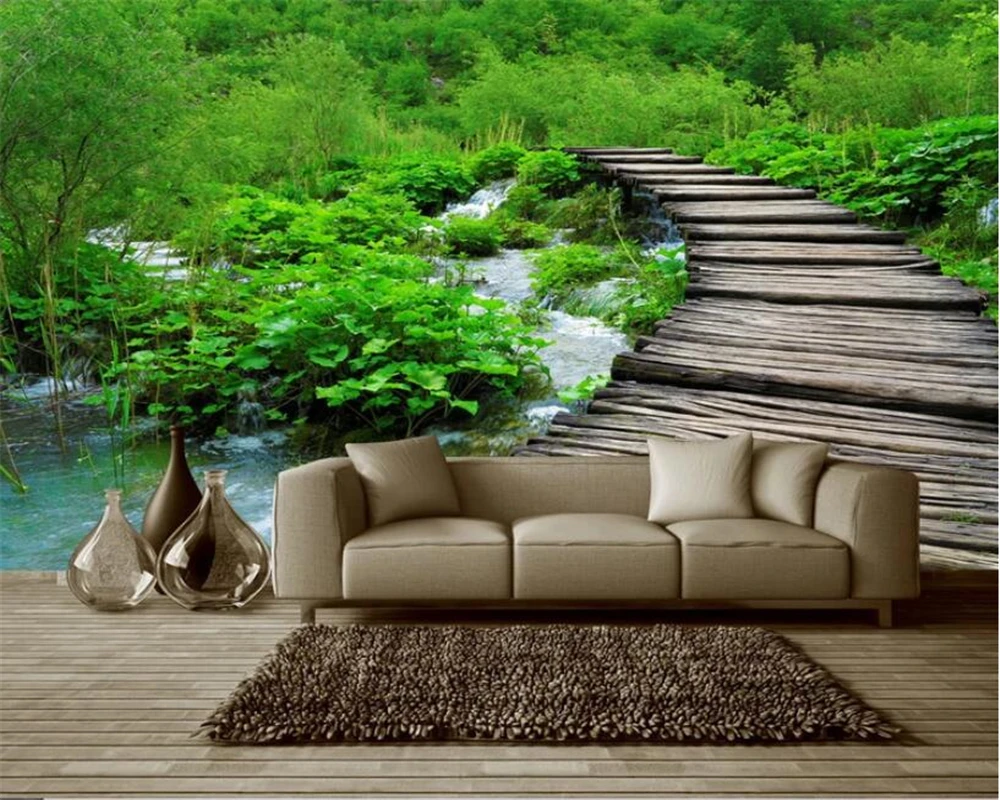 Custom wallpaper murals modern Hand-painted Flowing water Waterfall woods landscape Inside the bedroom background 3d wallpaper