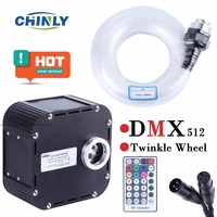 50W RGBW  LED Twinkle Fiber Optic Lights DMX 512 Supported star ceiling kit light with 1000pcs 5m 0.75mm 28Key RF Remote