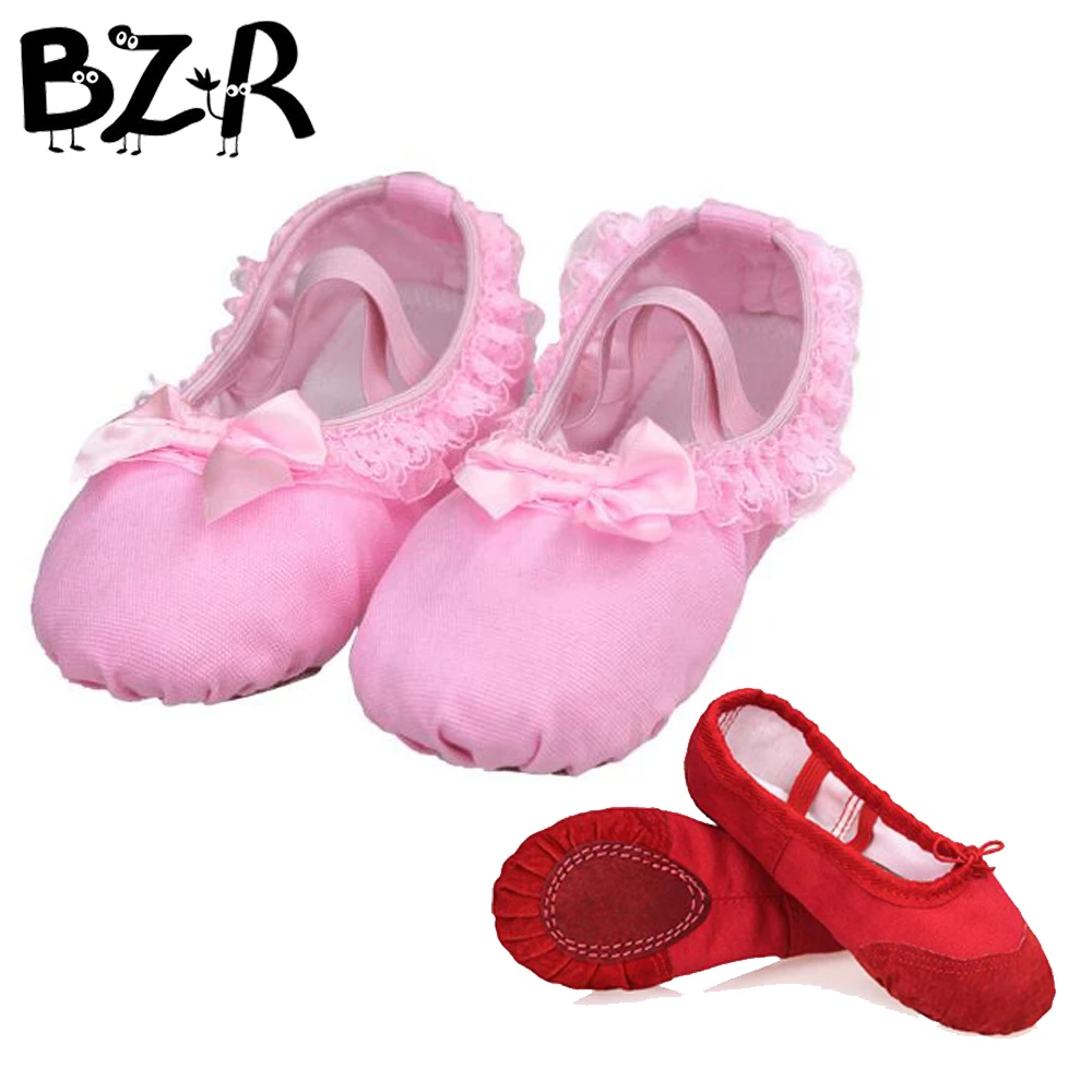 Bazzery Ballet Dance Dancing Shoes Pointe For Children Lace Girls Women Soft Flats Shoes Breathable Slippers Size 26 to 40