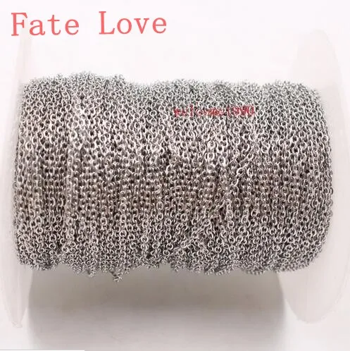 Fate Love  50meter /Roll Stainless Steel 1.5mm 2mm 2.3mm 3mm Strong Flat Oval Link Chain Jewelry Finding / Marking Chain DIY