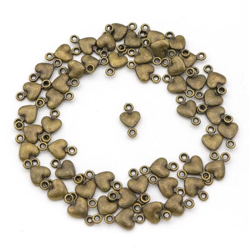 50 teile/los Antike Bronze Herz Vintage Armband Stecker Anhänger Charme Für DIY Herstellung Von Schmuck Retro Halskette Zubehör – Detail 1