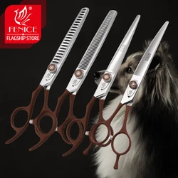 New design left handed 7.0 inch pet grooming scissors set straight thinning curved scissors