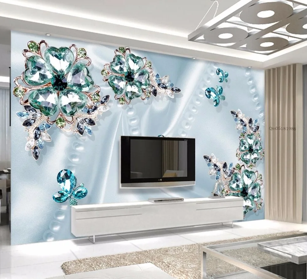 beibehang Custom photo wallpaper 3D fresco, noble gorgeous green crystal flower 3d TV wall papel de parede Wall paper