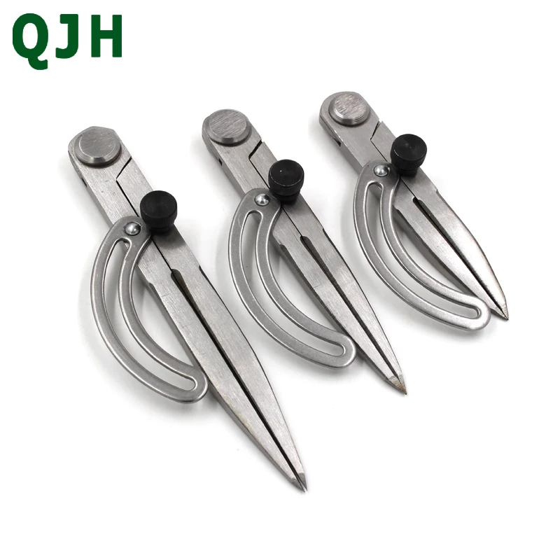 QJH Stainless Steel Leather Compass Adjustable Spacing Wing Divider Completely Polished Craft Regulation Tools DIY Scriber