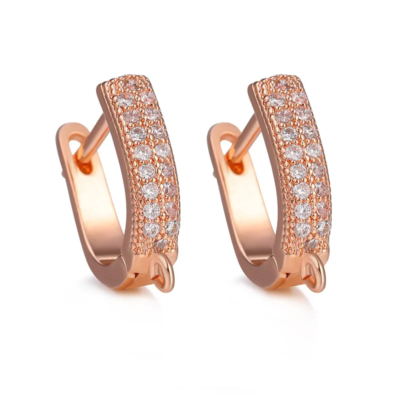 2023 Double Row Crystal Earrings Copper Zirconia Earwire Jewelry DIY Earring Findings Earrings Clasps Hooks Fittings Accessories