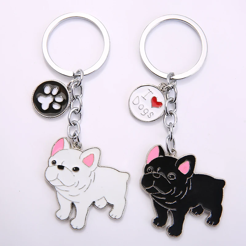 New Cartoon French Bulldog Dog Keychain Cute Doll Key Chain For Woman/Men/Kids Creative Couple Ins Bag Pendant Car Key Ring