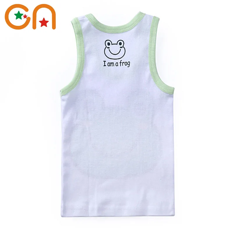 Summer Kids 100%Cotton T Shirts Boys Girls Baby Cartoon Printed Sleeveless Vests Clothes For 2-7 Years Children Clothing Gift