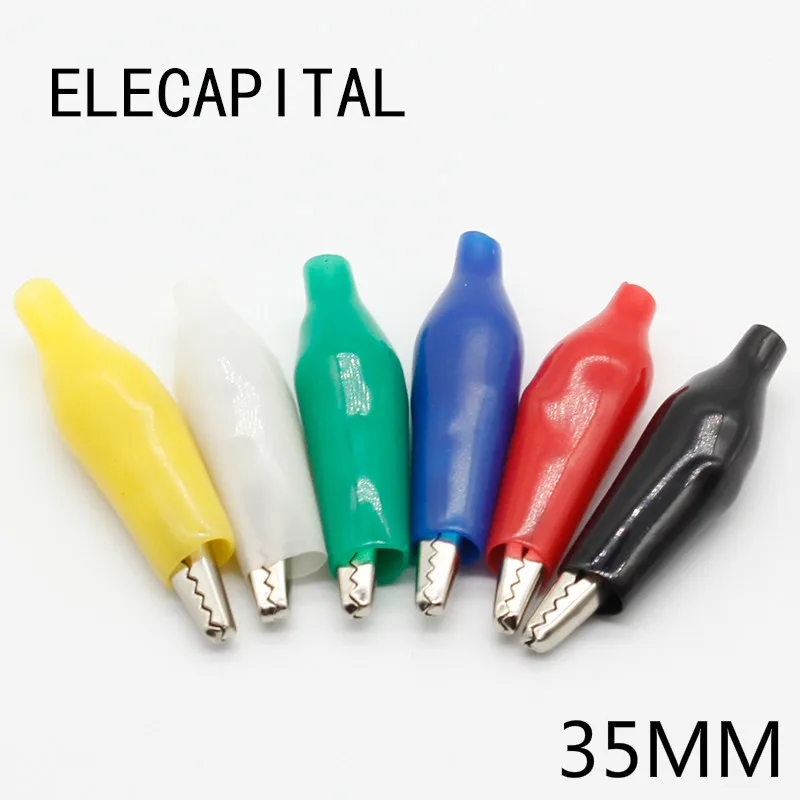 12Pcs Insulation Metal Alligator Clip Electric Test 35MM Lead colorful Red Black Blue Green White Yellow small crocodile clip