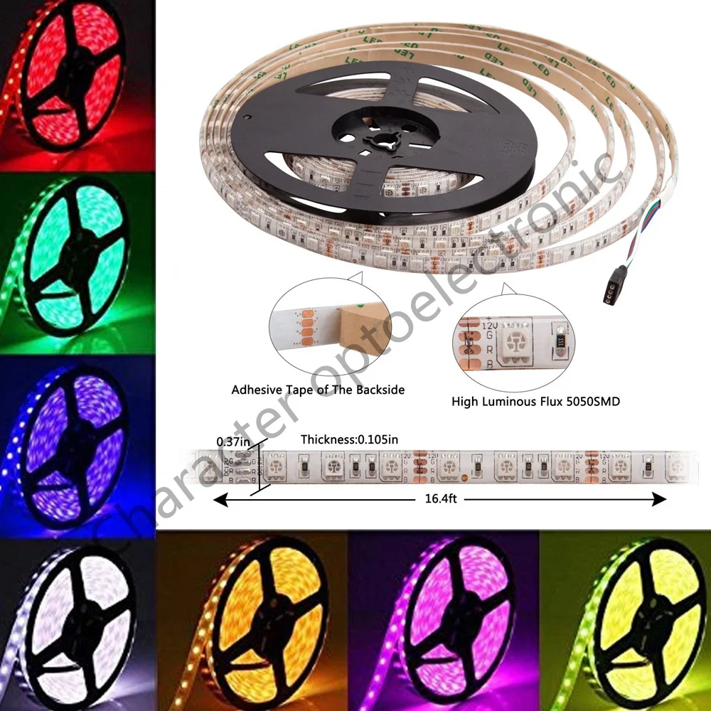 

LED Strip 5050 DC 24V RGB WarmWhite 24 v 5 Meter Waterproof Flexible Light Stripe 60LED/MLed Tape Luces Lamp Ribbon Tv Backlight