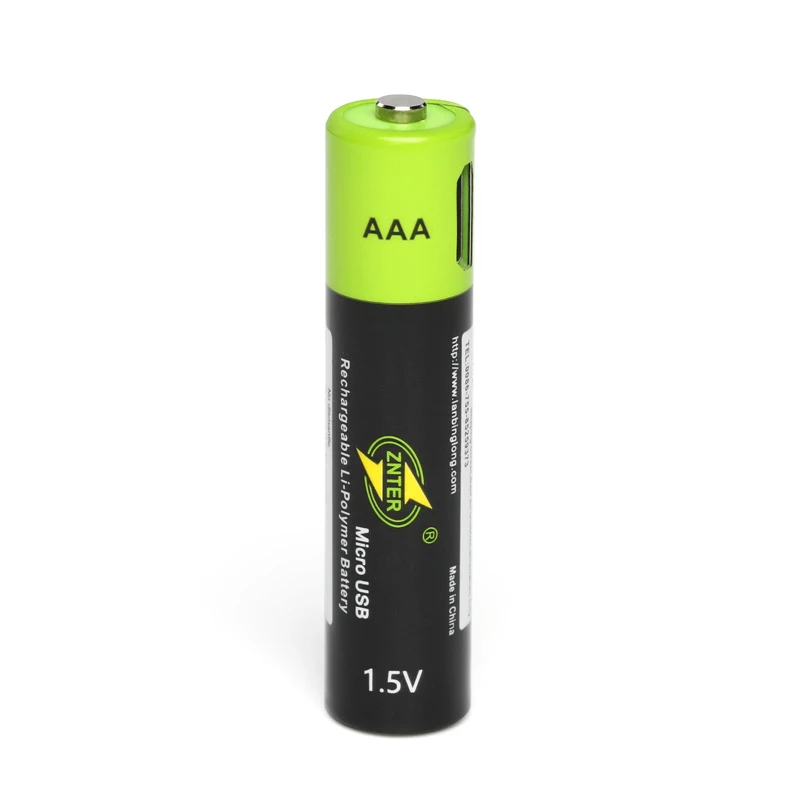 ZNTER 1.5V AAA Rechargeable Battery 600mAh USB Rechargeable Lithium Polymer Battery Quick Charging by Micro USB Cable