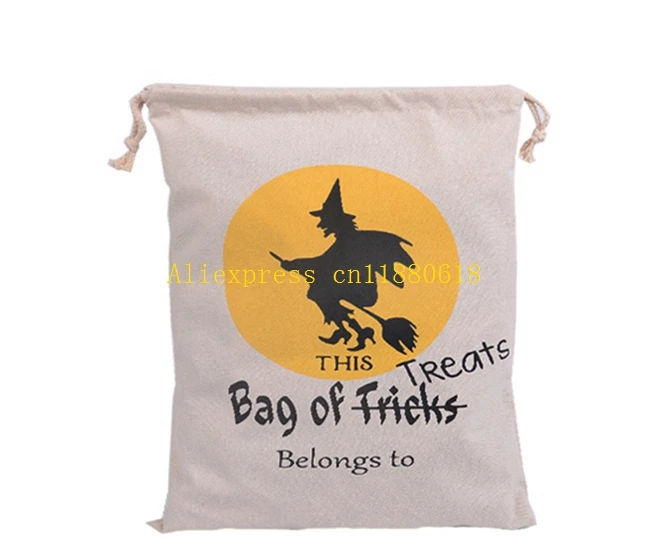 50pcs/lot Free Shipping 2016 New Arrival Halloween Drawstring Gift Bag Hallowmas Canvas Bag Sack 6 styles For choice