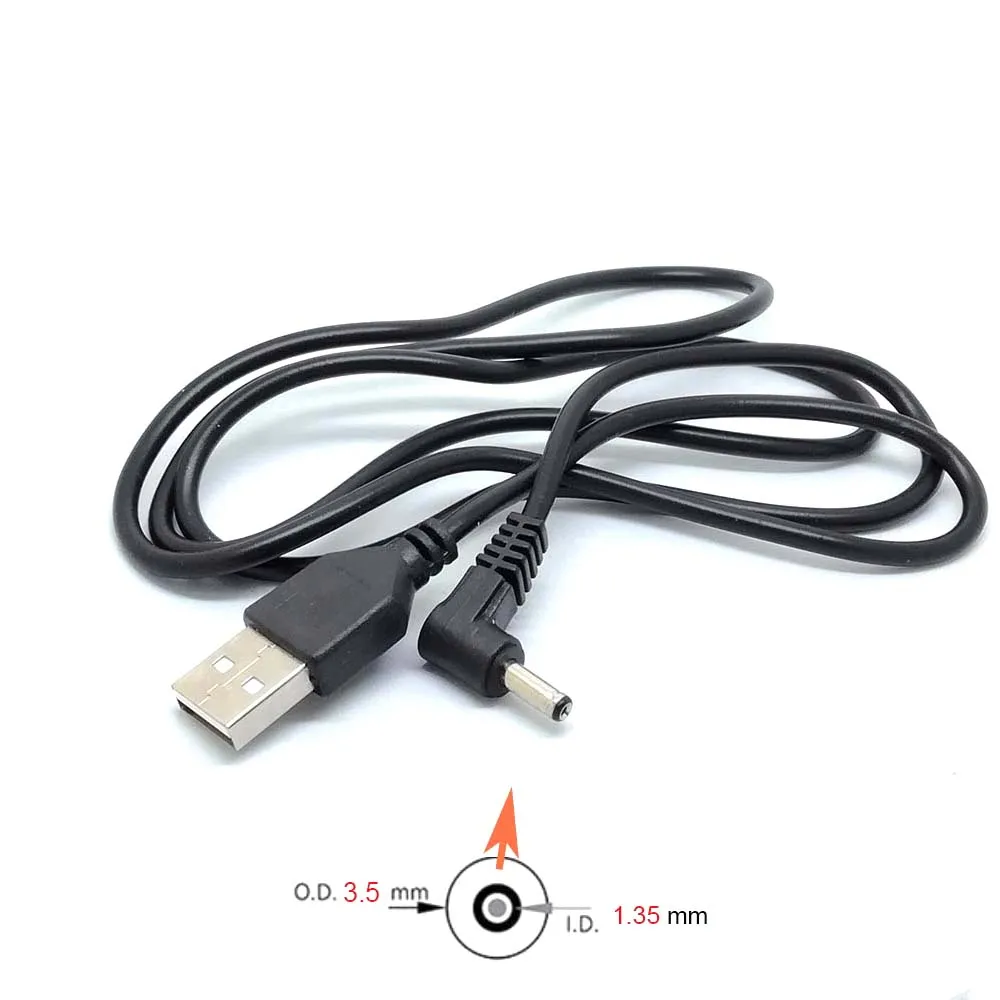 90 kąt USB do komputera męski na 5V DC 3.5mm x 1.35mm beczka złącze zasilania adapter kablowy