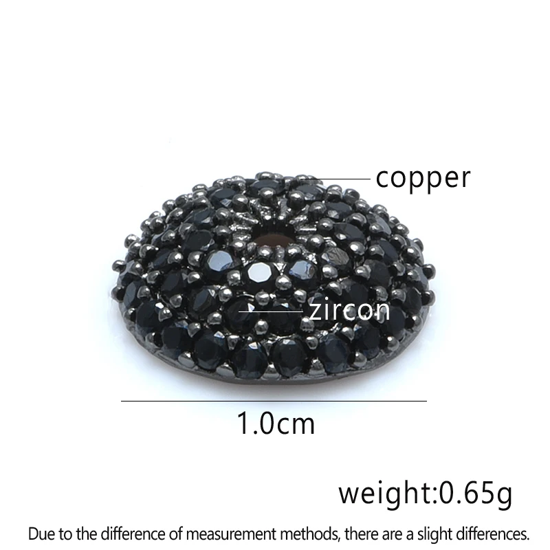 1PCS  10mm Black Zircon Bead Cap For Jewelry Making Findings Diy Necklace Bracelet Fashion Jewellery Wholesale