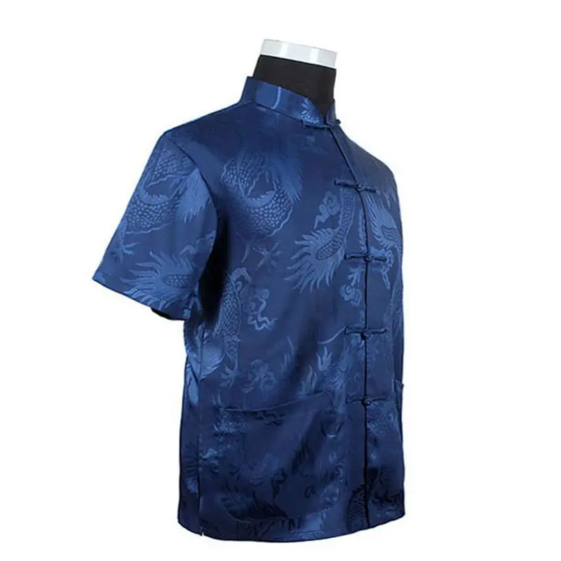 Men New Arrival Shirt Chinese Tradition Style Dragon Pattern Kung Fu Short Sleeve Shirts M-L-XL-XXL-3XL