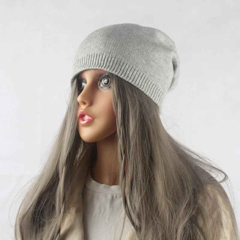 2023 Autumn Winter Hats For Women Solid Color Cashmere Wool Knitted Beanie Ladies Fashion Brand Women\'s Hat Skullies