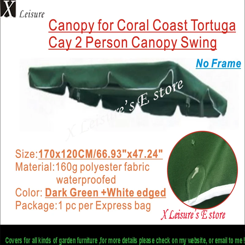 Coral Coast Tortuga Cay 2 Person Swing Canopy Replacement 67\