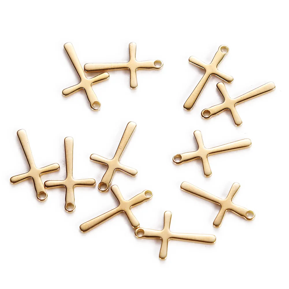 20Pcs/lot Stainless Steel Cross Charms Pendant Religious Jewelry Making DIY Charms Handmade Crafts