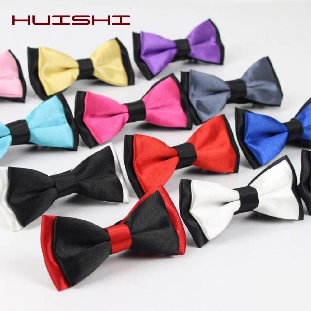 Pajaritas elegantes para hombre, ropa de cuello de traje clásico, pajarita de moda de Color sólido, pajarita de empalme de dos tonos, accesorios de